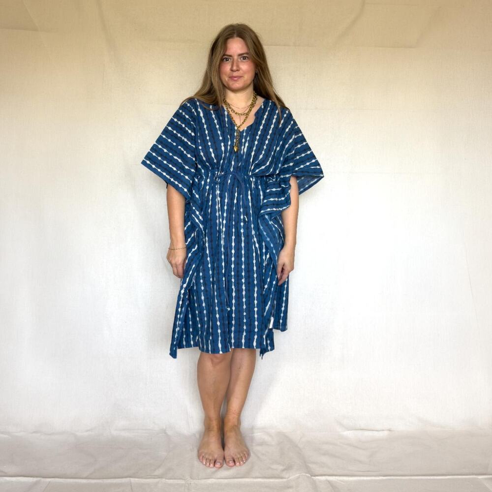 La Lou Indigo Kaftan Boho Dress Beach Cover-Up